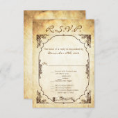 3.5x5 古風な挙式 指輪交換 RSVP カード (正面/裏面)