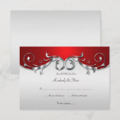 3.5x5 洗練された赤と銀のRSVP 出欠カード (正面/裏面)