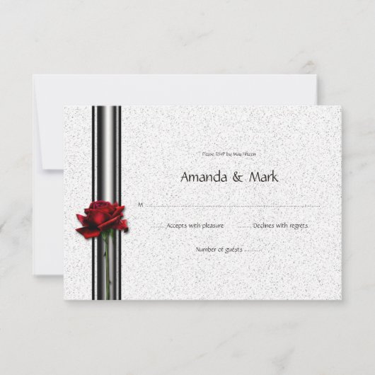 3.5x5 赤いバラの出欠確認 出欠カード (正面)