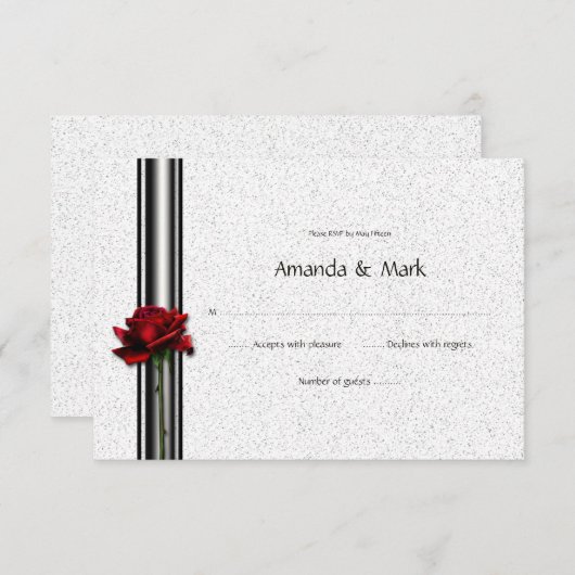 3.5x5 赤いバラの出欠確認 出欠カード (正面/裏面)