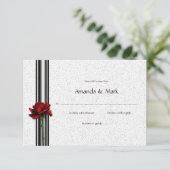 3.5x5 赤いバラの返信カード 出欠カード (スタンド正面)