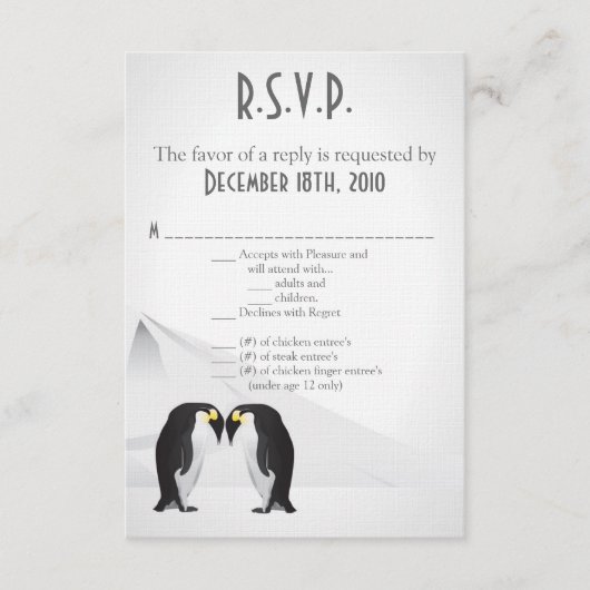 3.5x5 返信カード ぺんぎんは一生の伴侶 グレー (正面)