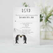 3.5x5 返信カード ぺんぎんは生涯の伴侶 グレー (スタンド正面)