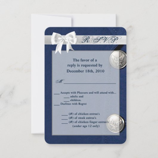 3.5x5 返信カード エア フォース クラスA ユニフォームドレス 招待状 (正面)