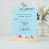 3.5x5 返信カード シェル ビーチ サンド オーシャン ウェ 招待状 (スタンド正面)