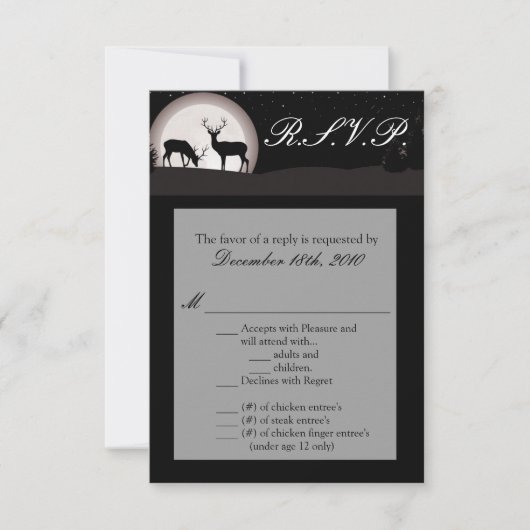 3.5x5 返信カード ハンターズムーン 鹿の雄と雌 招待状 (正面)