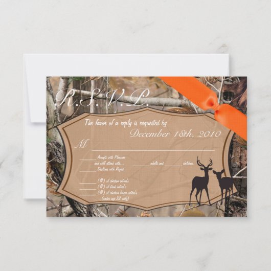 3.5x5 返信カード ハンターズ カモフラージュ シカ 招待状 (正面)