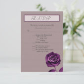 3.5x5 返信カード パープルローズ 招待状 (スタンド正面)