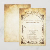 3.5x5 返信カード ヴィンテージ 結婚式 指輪交換式 招待状 (正面/裏面)