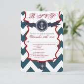 3.5x5 返信カード 海洋 錨 コンパス 招待状 (スタンド正面)