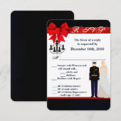 3.5x5 返信カード 海軍の制服 新婦 グルーム 招待状 (正面/裏面)