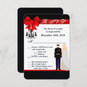 3.5x5 返信カード 海軍風デザイン グルーム 新婦 招待状 (正面/裏面)