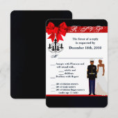 3.5x5 返信カード 海軍 アフリカ系アメリカ人 ユニフォーム 招待状 (正面/裏面)