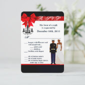 3.5x5 返信カード 海軍 アフリカ系アメリカ人 ユニフォーム 招待状 (スタンド正面)