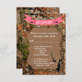 3.5x5 返信カード 狩猟 シカ 雄 鹿の頭 カモフラージュ 招待状 (正面/裏面)