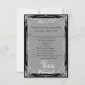 3.5x5 返信カード 結婚おめでとう 黒 (正面)