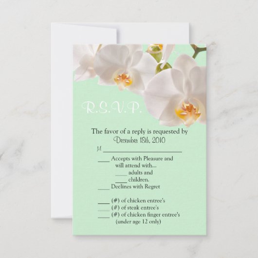 3.5x5 返信カード 緑 & 洋蘭 招待状 (正面)