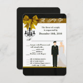 3.5x5 返信カード 軍事ユニフォーム 新婦 兵隊 招待状 (正面/裏面)