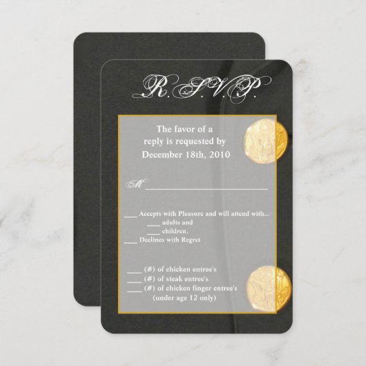 3.5x5 返信カード 軍装 グリーン ユニフォーム 招待状 (正面/裏面)