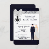 3.5x5 返信カード 軍装 ブルース 結婚式 新婦 招待状 (正面/裏面)