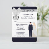 3.5x5 返信カード 軍装 ブルース 結婚式 新婦 招待状 (スタンド正面)
