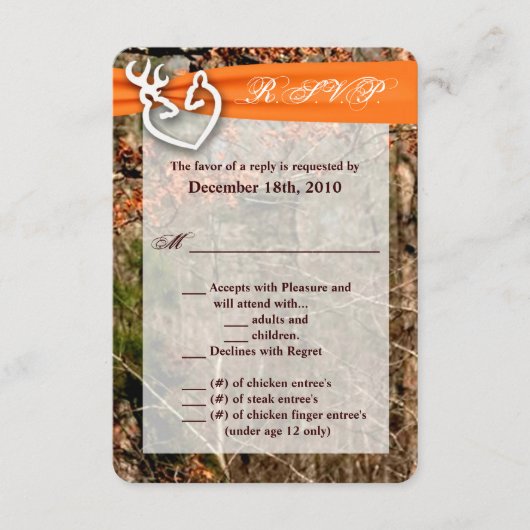 3.5x5 返信カード 鹿のカップル 牝鹿 オス鹿 カモフラージュ (正面)