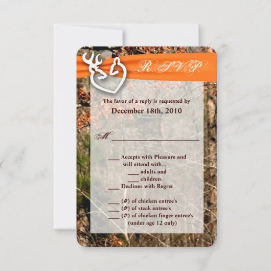 3.5x5 返信カード 鹿のカップル 牝鹿 オス鹿 カモフラージュ (正面)