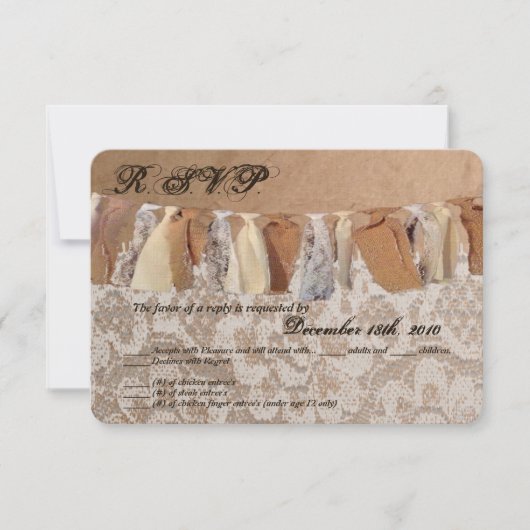 3.5x5 返信カード kraft紙袋 ラレース バーリャップ 招待状 (正面)