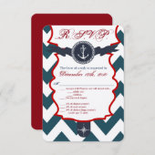 3.5x5 返信カード nautical anchor コンパス 海洋 招待状 (正面/裏面)