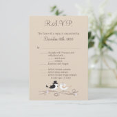 3.5x5 返信ハガキ ウェディング 鳥 花嫁 出欠カード (スタンド正面)