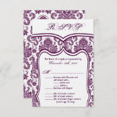3.5x5 返信ハガキ 結婚式 梅紫 ダマスク 出欠カード (正面/裏面)