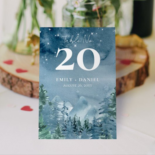 3.5x5.0 Dark Dusk Blue Mountains 結婚's Budget テーブルナンバー