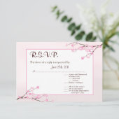 3.5x5 R.S.V.P返信カードピンクさくらんぼ花 招待状 (スタンド正面)