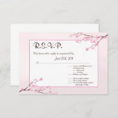 3.5x5 R.S.V.P返信カードピンクさくらんぼ花 招待状 (正面/裏面)