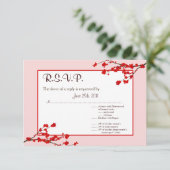 3.5x5 R.S.V.P返信カード赤さくらんぼ花 招待状 (スタンド正面)