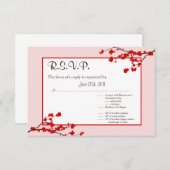 3.5x5 R.S.V.P返信カード赤さくらんぼ花 招待状 (正面/裏面)