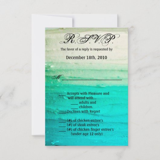 3.5x5 R.S.V.P.カードのつや消し青グラデーション色 招待状 (正面)