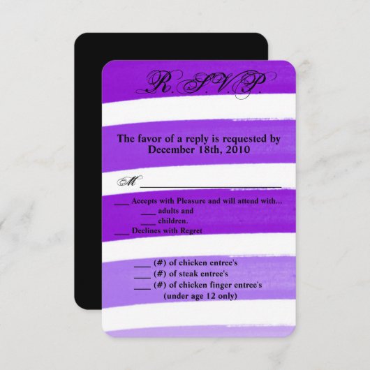 3.5x5 R.S.V.P.カードのグラデーション紫ストライプ線 招待状 (正面/裏面)
