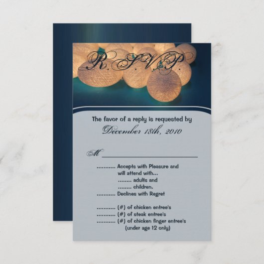 3.5x5 R.S.V.P.カードのストリングラ結婚イントナイト 招待状 (正面/裏面)