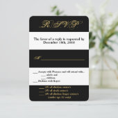 3.5x5 R.S.V.P.カードのモダン白黒ストライプ続き 招待状 (スタンド正面)