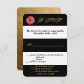 3.5x5 R.S.V.P.カードのモダン白黒ストライプ続き 招待状 (正面/裏面)