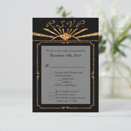 3.5x5 R.S.V.P.カードアールデコローアリング20sギャツビー 招待状 (スタンド正面)