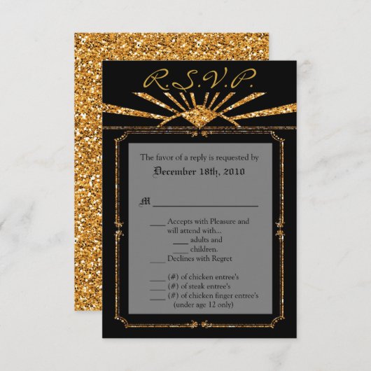 3.5x5 R.S.V.P.カードアールデコローアリング20sギャツビー 招待状 (正面/裏面)