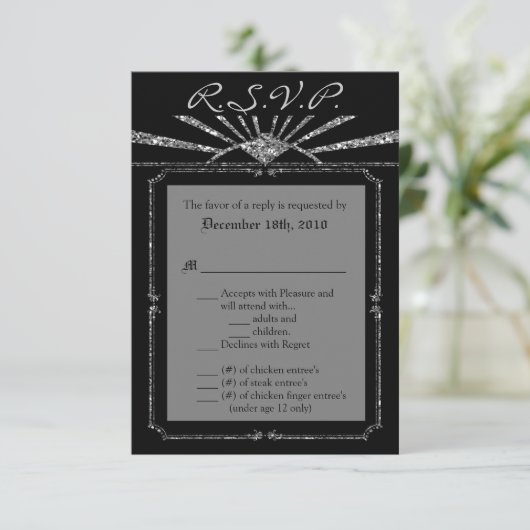 3.5x5 R.S.V.P.カードアールデコローアリング20sギャツビー 招待状 (スタンド正面)