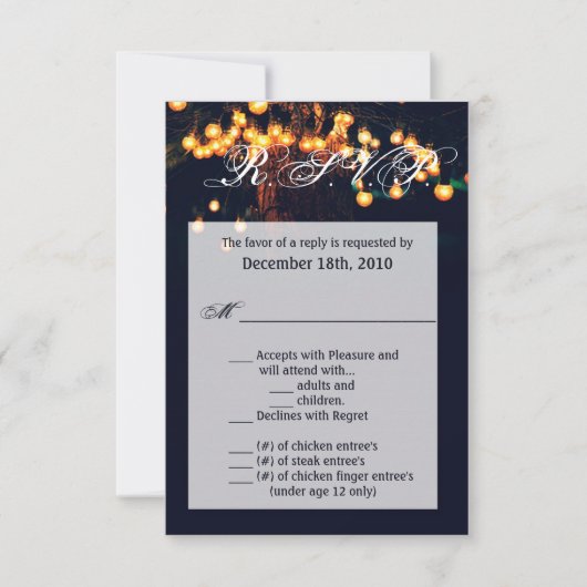 3.5x5 R.S.V.P.カードオークツリー文字列ライトナイトライト 招待状 (正面)