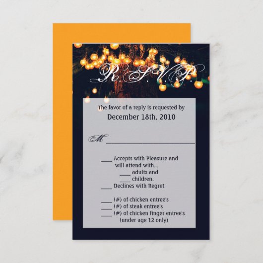 3.5x5 R.S.V.P.カードオークツリー文字列ライトナイトライト 招待状 (正面/裏面)