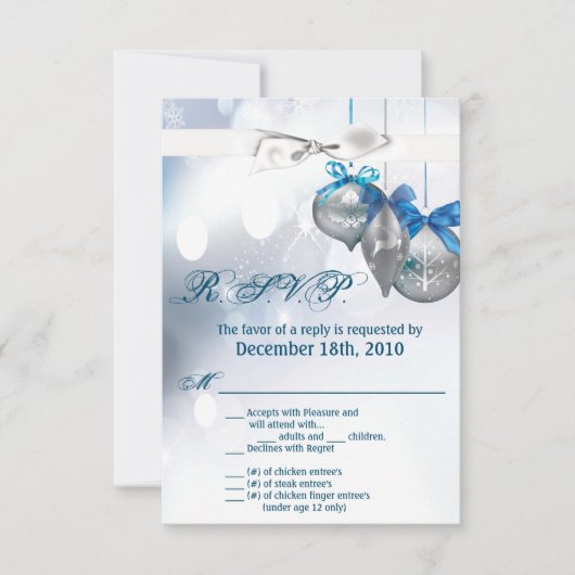 3.5x5 R.S.V.P.カードオーナメント雪片スノーフレーク 招待状 (正面)