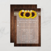 3.5x5 R.S.V.P.カードカントリーひまわりウッドレース 招待状 (正面/裏面)