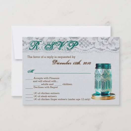 3.5x5 R.S.V.P.カードカントリー素朴メイスンジャールレース 招待状 (正面)