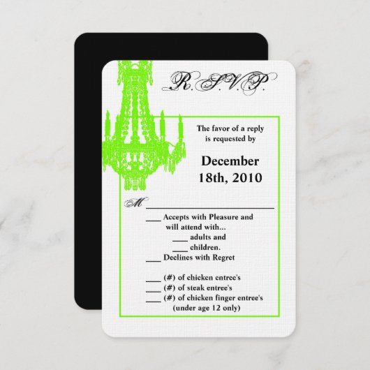 3.5x5 R.S.V.P.カードクリスタルシャンデリアGlitz Glamo 招待状 (正面/裏面)